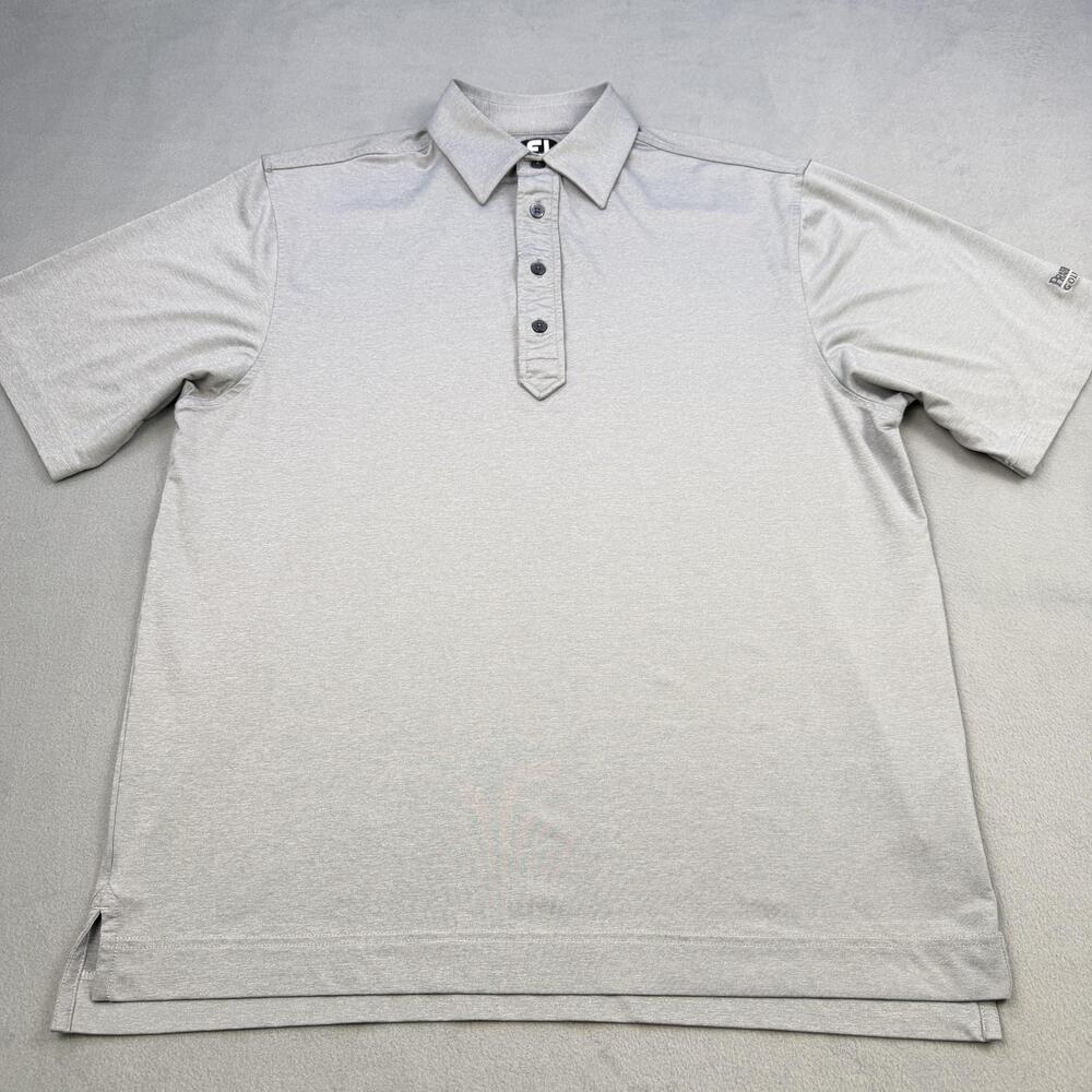 FootJoy Polo Shirt Mens Medium Gray Solid Prairie View Golf Stretch Performance